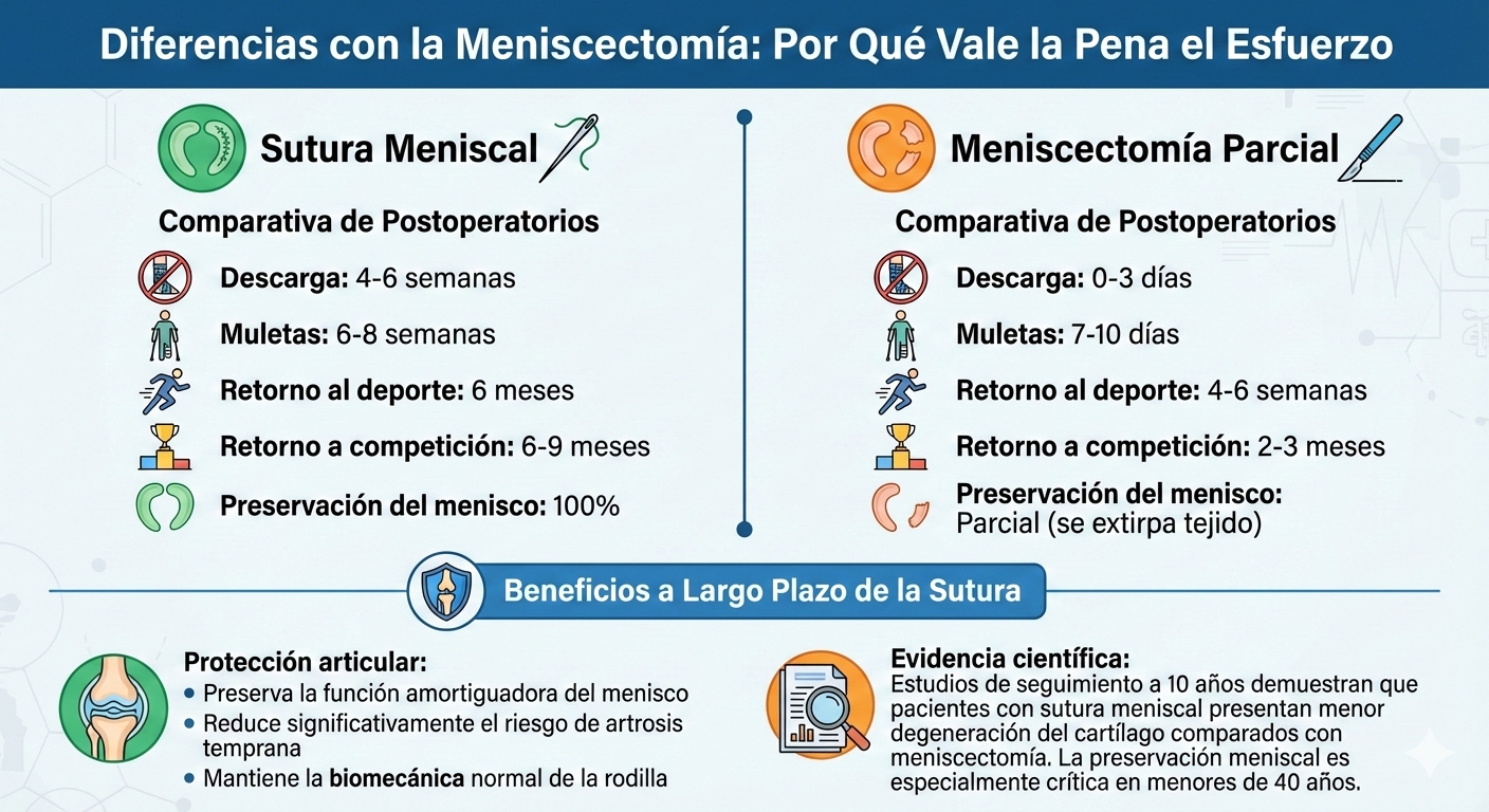 comparativa postoperatorio de sutura mensical vs menisectomía parcial