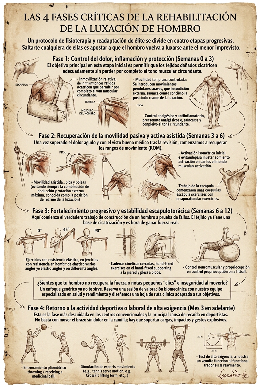 diagrama 4 fases rehabilitacion luxacion hombro